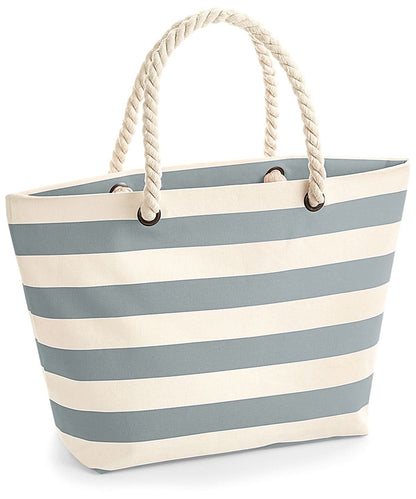 Westford Mill Nautical Beach Bag WM680 - Natural Grey One Size - Customisable Bags