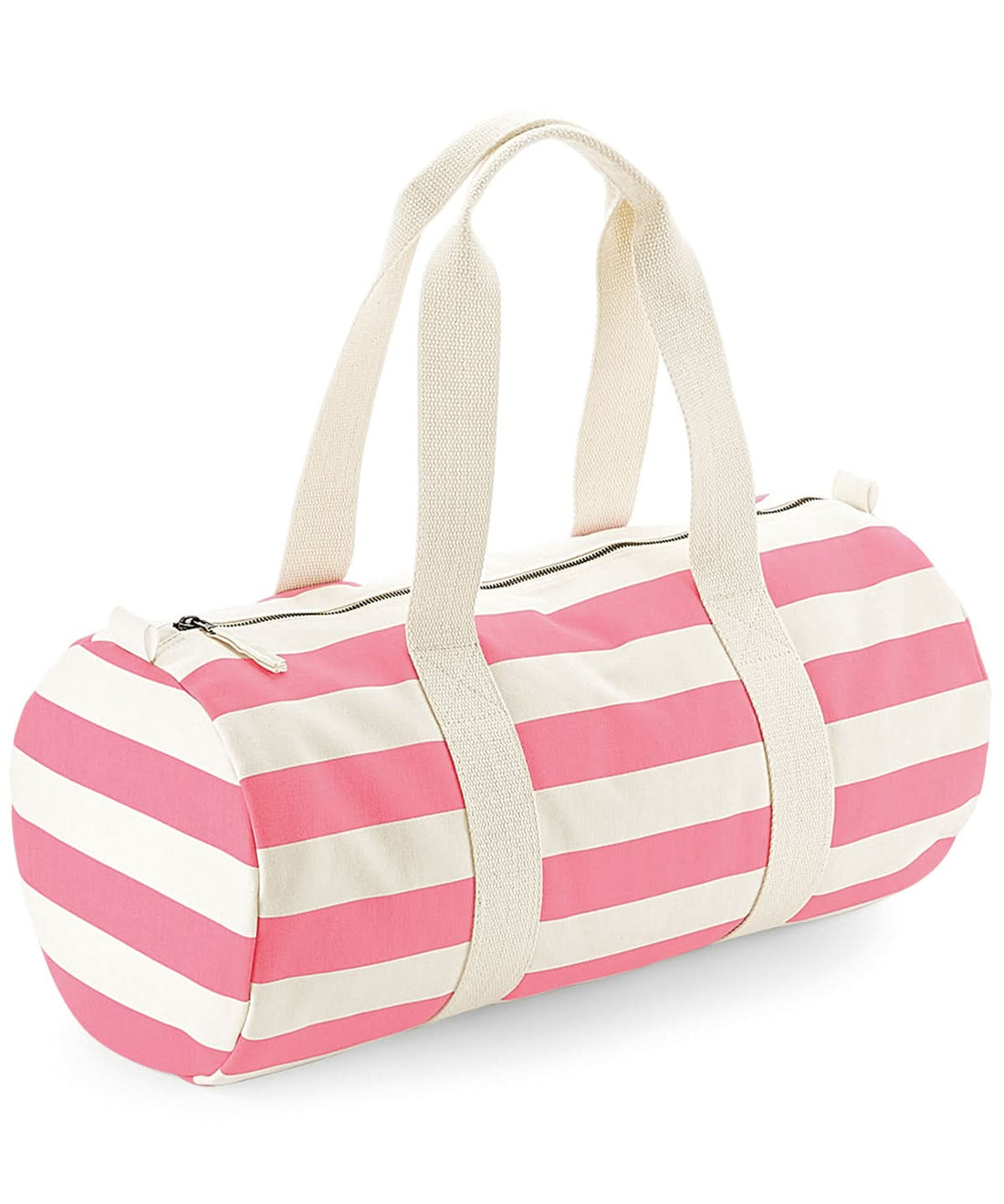 Westford Mill Nautical Barrel Bag WM688 - Natural Pink One Size - Customisable Bags