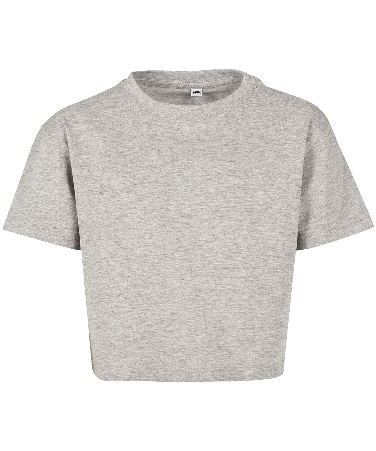 Girls cropped Jersey tee - BY114 - Heather Grey - Customisable T-Shirts