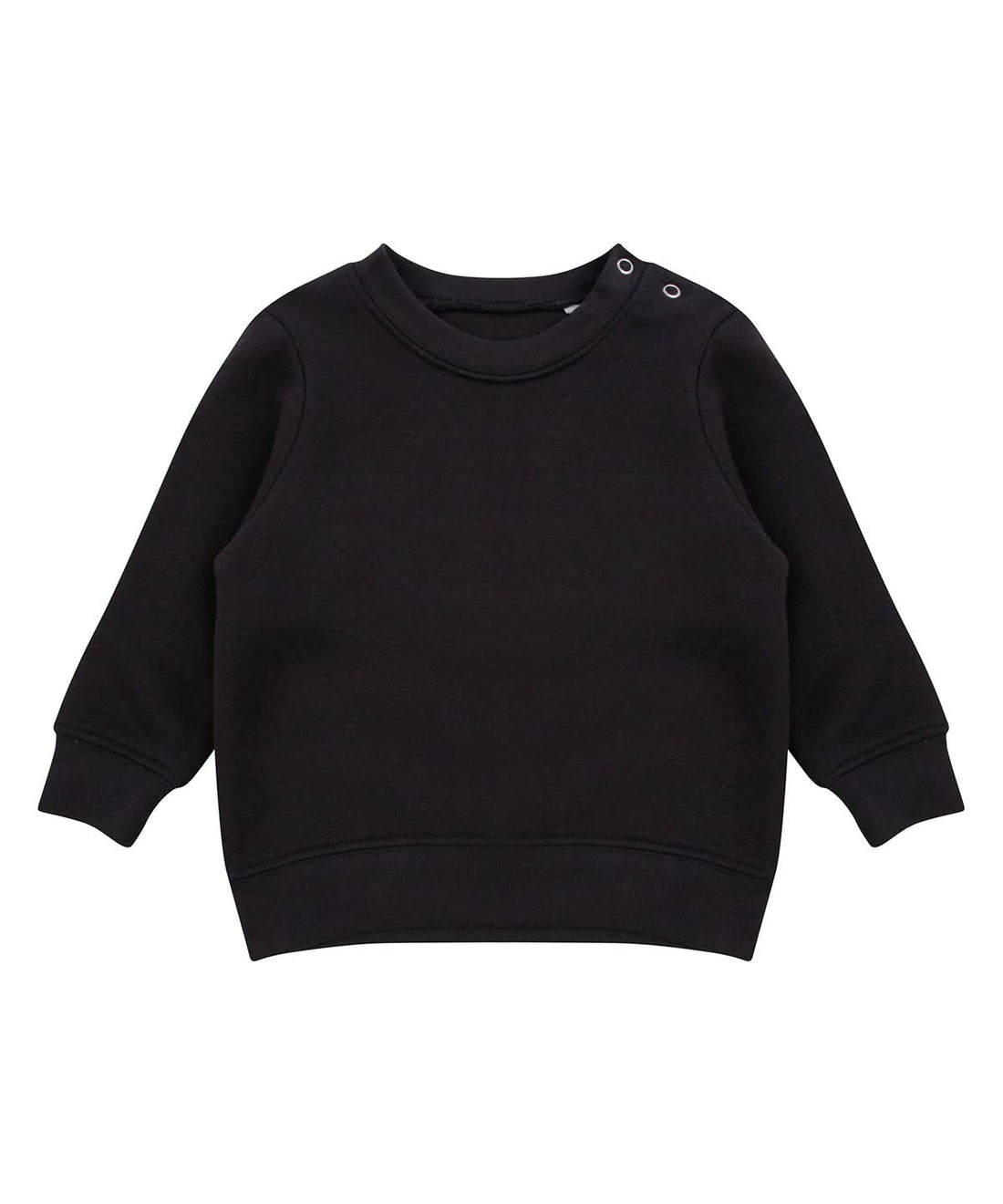 Crew Neck Sweatshirt With Shoulder Poppers - LW06T - Black - Customisable Sweatshirts