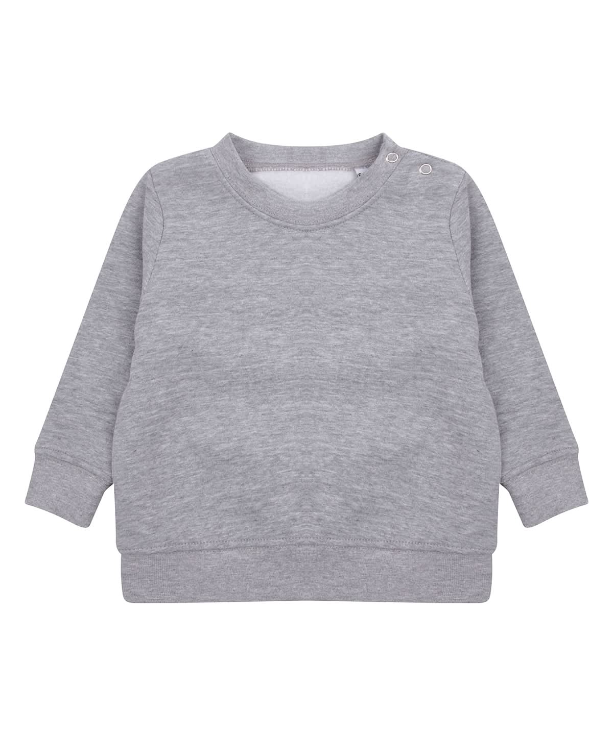 Larkwood Crew Neck Sweatshirt With Shoulder Poppers LW06T - Heather Grey - Customisable Sweatshirts