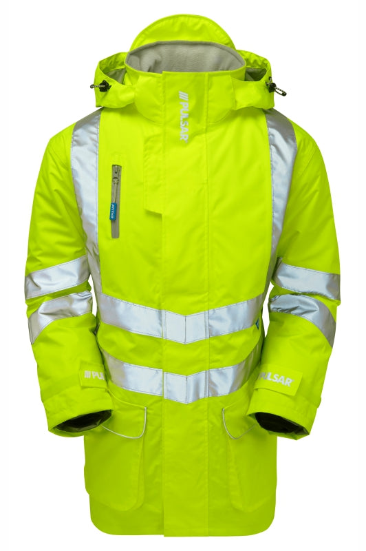 Padded Storm Coat Yellow Recycled Content - P187 - - Customisable Waterproof