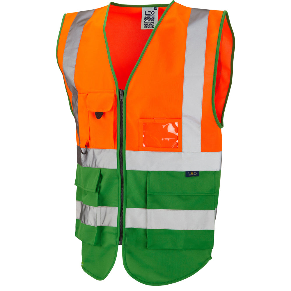 EcoViz Superior Orange/ Green Waistcoat Lynton - W11