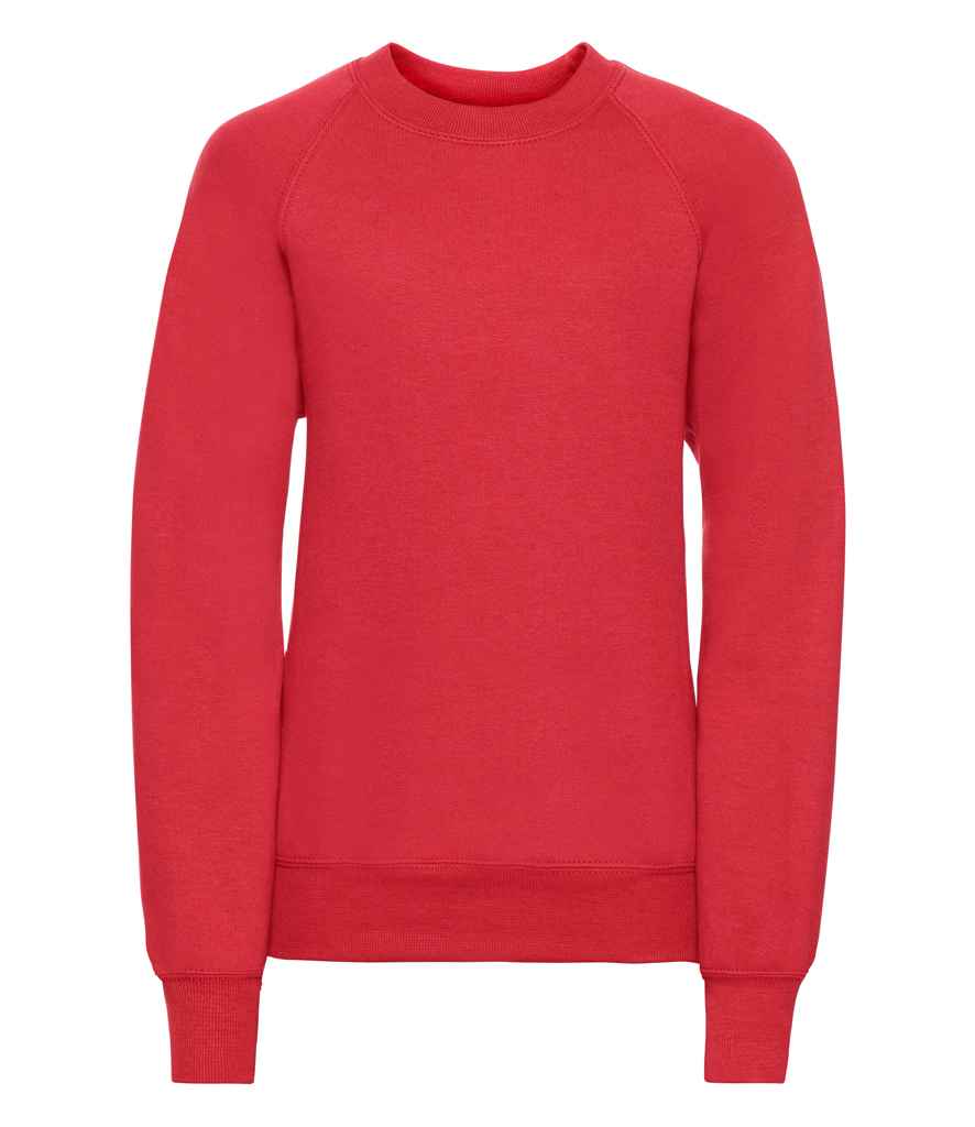 Russell Athletic Kids Raglan Sweatshirt - 762B - Bright Red - Customisable Sweatshirt