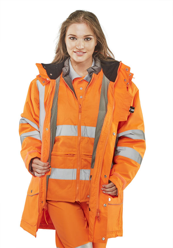 Beeswift Elsener Hi Vis In Jacket And Bodywarmer Waterproof 7 In1 - - Customisable Jacket