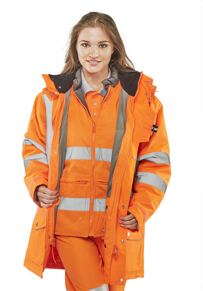 Beeswift Elsener Hi Vis In Jacket And Bodywarmer Waterproof 7 In1 - - Customisable Jacket