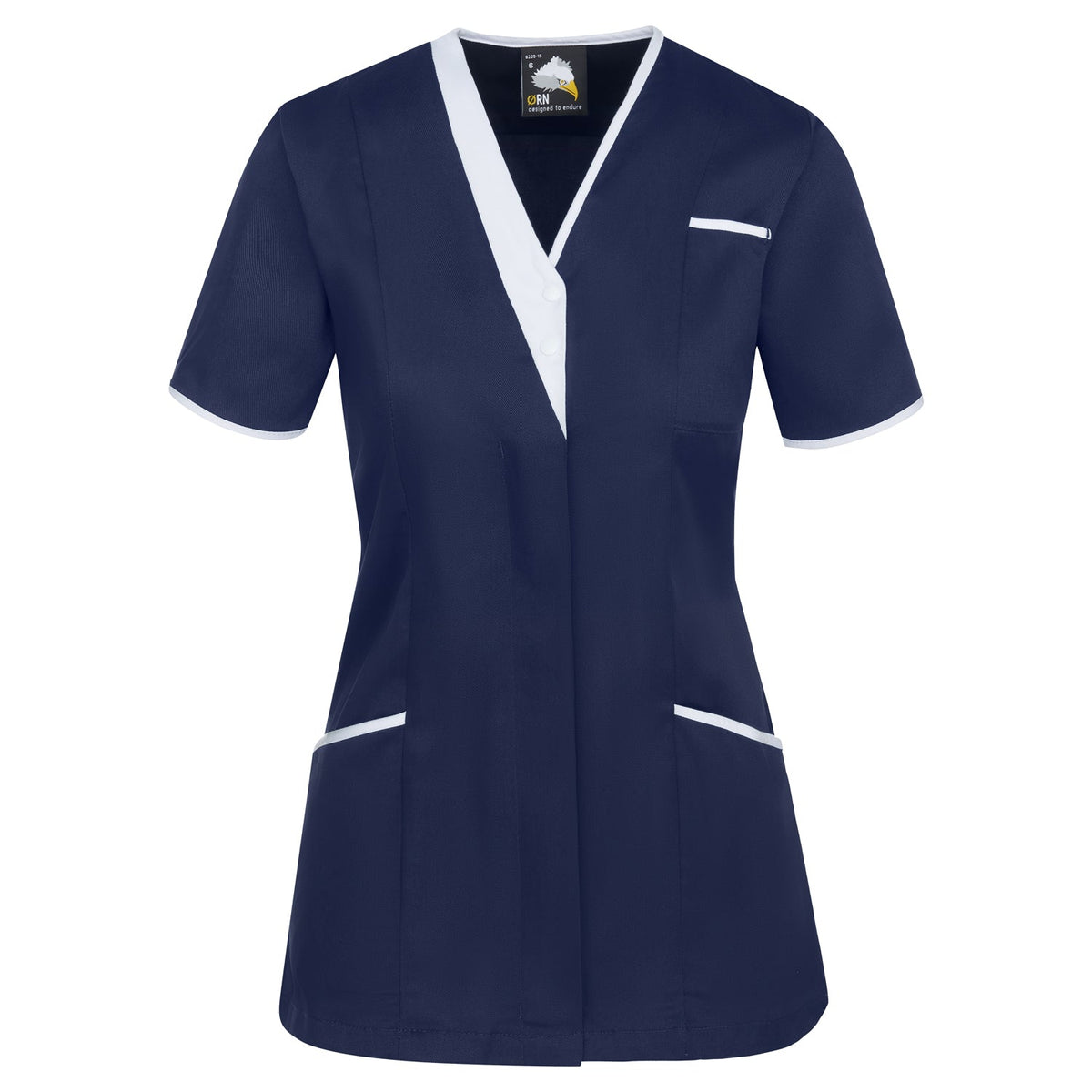 Tonia VNeck Tunic - 8200 - Navy - White - Customisable Healthcare