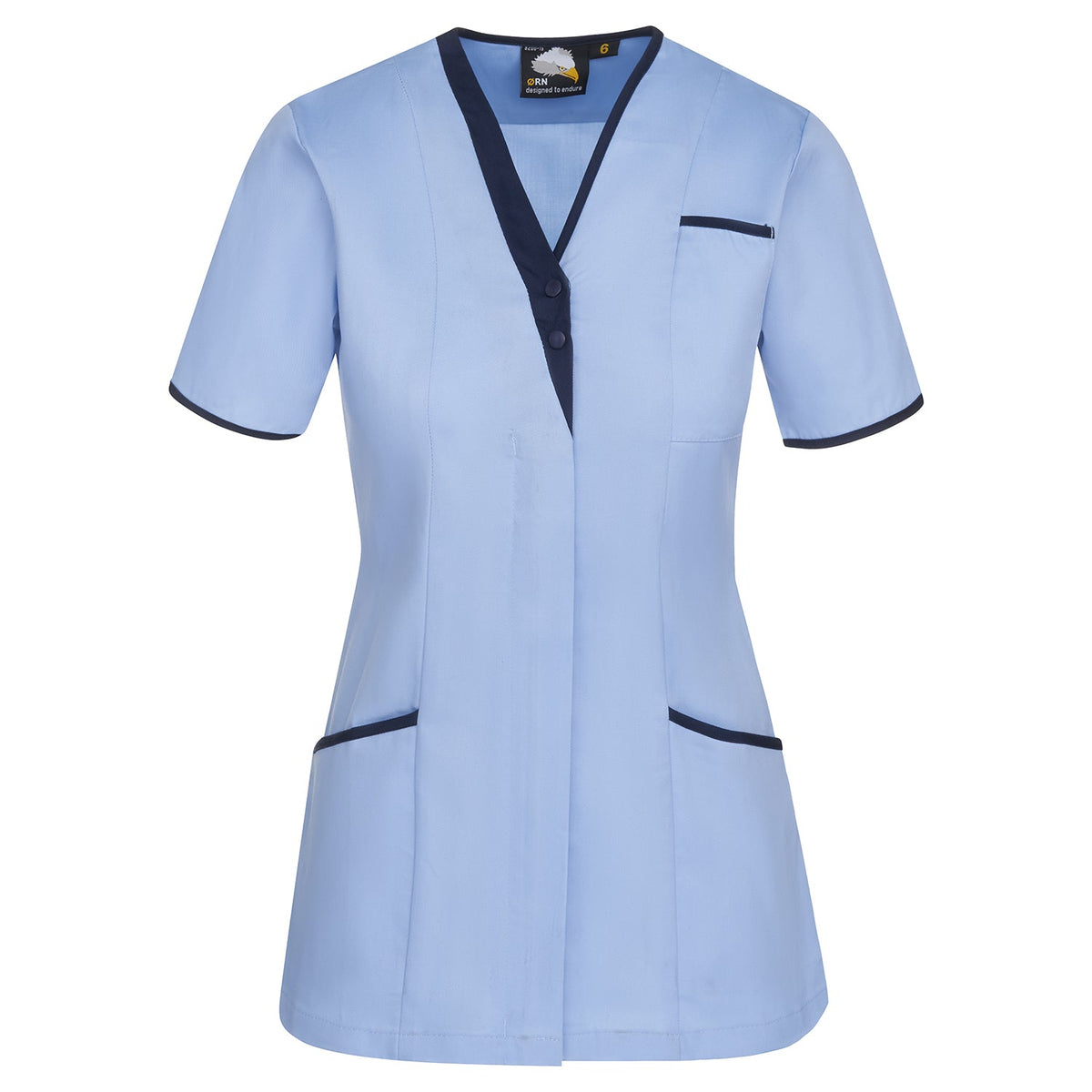 Tonia VNeck Tunic - 8200 - Sky - Navy - Customisable Healthcare