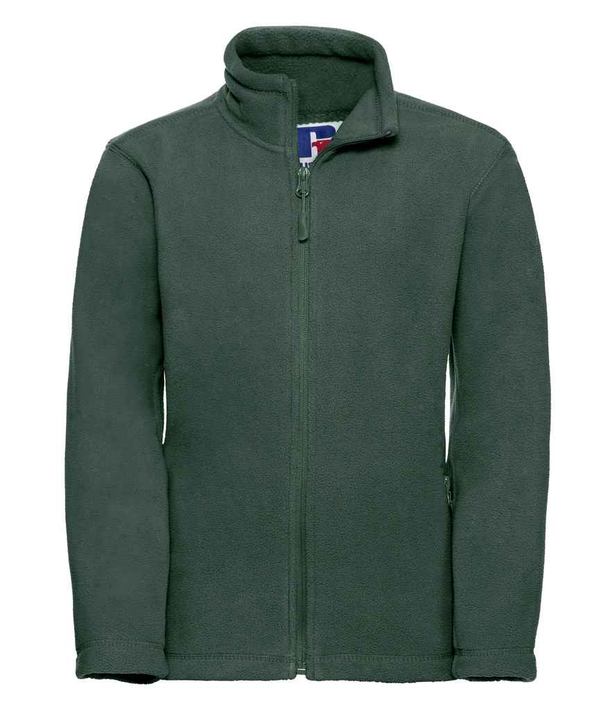 Russell Athletic Kids Outdoor Fleece Jacket - 870B - Bottle Green - Customisable Fleece