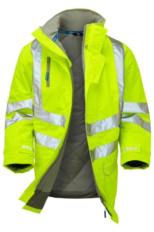 Padded Storm Coat Yellow Recycled Content - P187 - XL - Customisable Waterproof