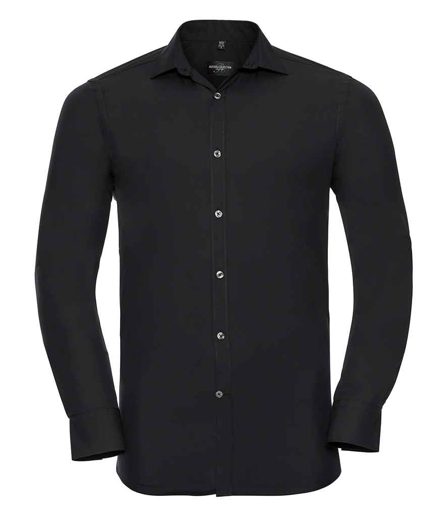 Russell Athletic Collection Long Sleeve Ultimate Stretch Shirt - 960M - Black - Customisable Shirt