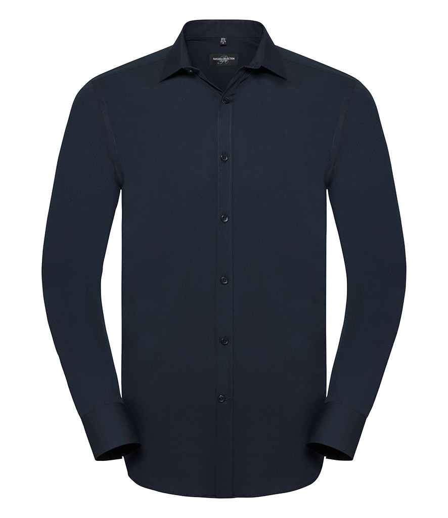 Russell Athletic Collection Long Sleeve Ultimate Stretch Shirt - 960M - Bright Navy - Customisable Shirt