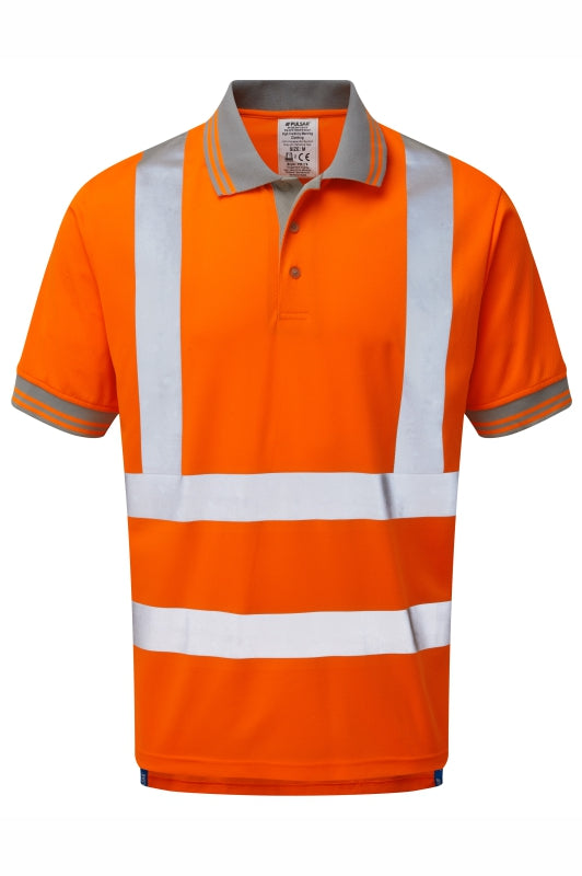 Short Sleeve Polo Shirt Orange Recycled Content - PR176 - - Customisable Polo Shirts