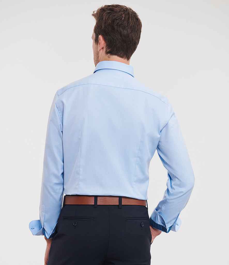 Russell Athletic Collection Long Sleeve Contrast Herringbone Shirt - 964M