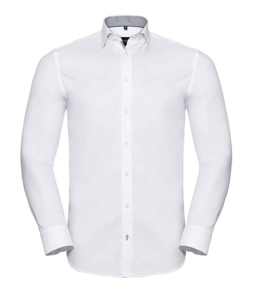 Russell Athletic Collection Long Sleeve Contrast Herringbone Shirt - 964M