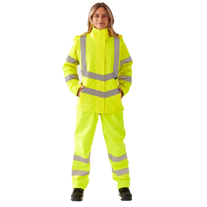 Ladies Hi Vis Yellow Sophia Lightweight Jacket - HV302 - - Customisable Jacket