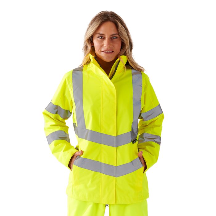 Ladies Hi Vis Yellow Sophia Lightweight Jacket - HV302 - - Customisable Jacket