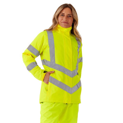 Ladies Hi Vis Yellow Kamela Padded Jacket - HV300 - - Customisable Jacket