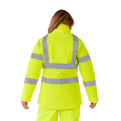 Ladies Hi Vis Yellow Kamela Padded Jacket - HV300 - - Customisable Jacket