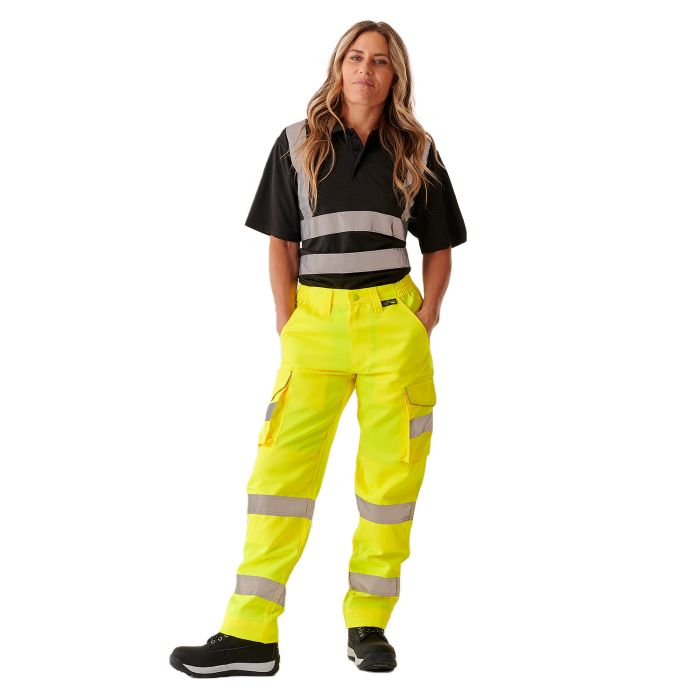 Ladies Hi Vis Yellow Hana Combat Trouser - HV310 - - Customisable Trousers