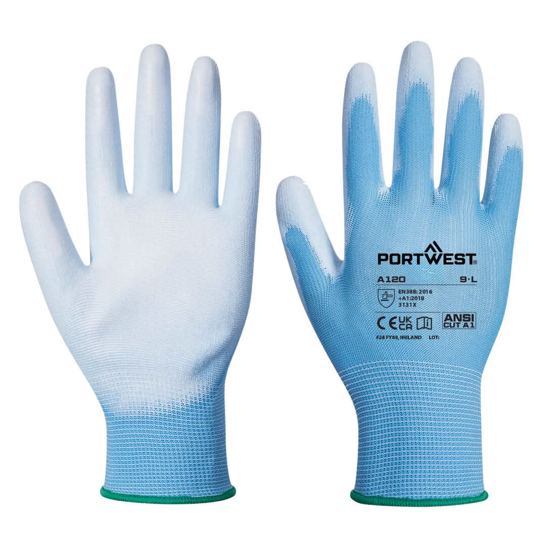 144 Pairs Of Grip 13 PU Palm Gloves - A120 - Blue - Customisable Glove Bundle