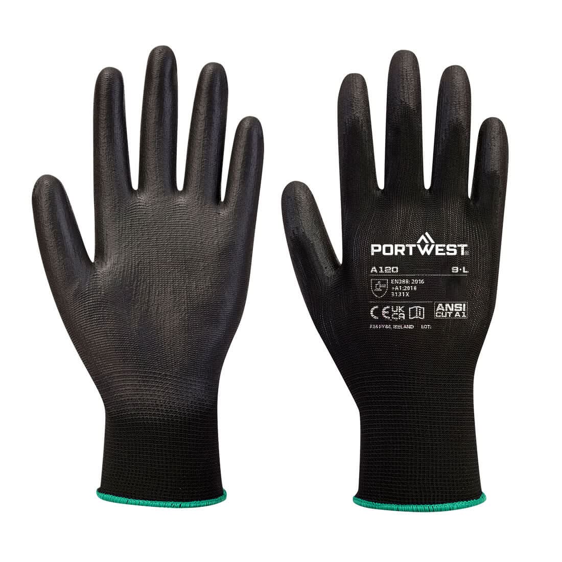 144 Pairs Of Grip 13 PU Palm Gloves - A120 - Black - Customisable Glove Bundle