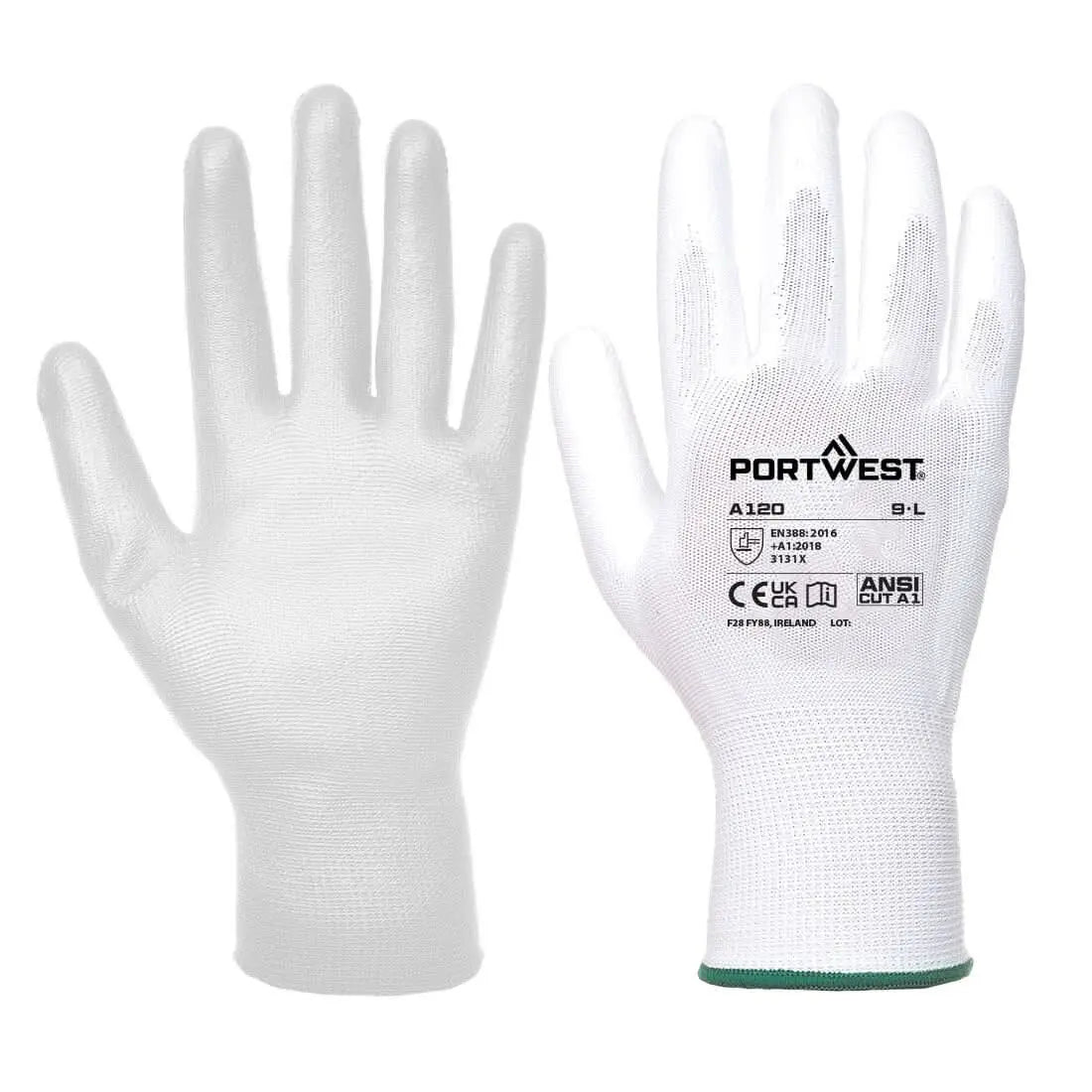 Grip 13 Pu Palm Glove A120 - White - Customisable Grip Gloves