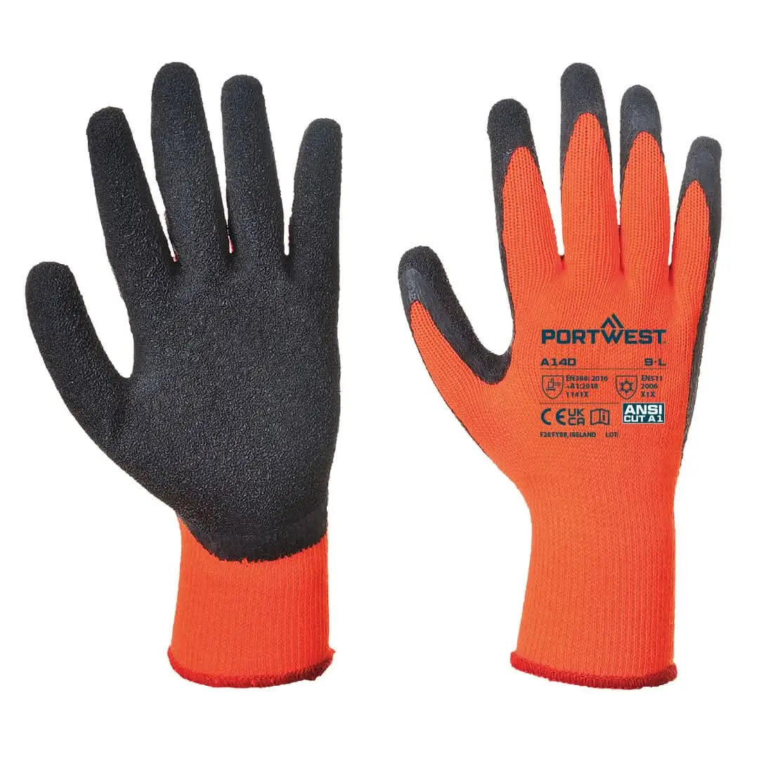 Cold 10 Latex Crinkle Glove A140 - Orange Black - Customisable Cold Protection Gloves