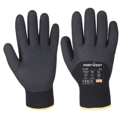 Cold 15 Nitrile Sandy 3/4 Dipped Glove A146 - Black - Customisable Cold Protection Gloves