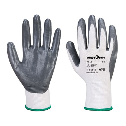 Grip 13 Nitrile Glove A310 - Grey White - Customisable Grip Gloves