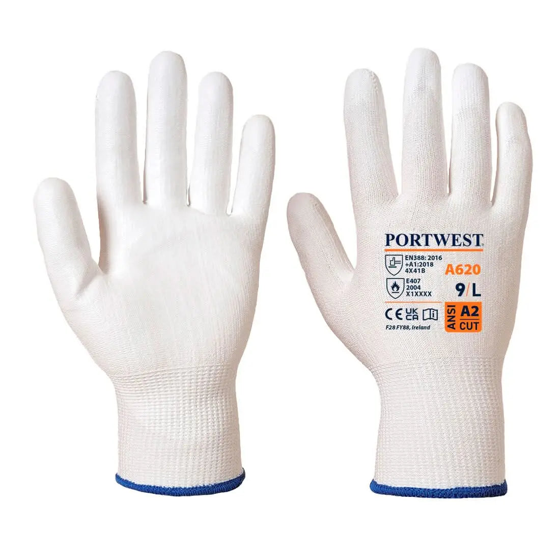 Cut B13 Pu Glove A620 - White - Customisable Cut Resistant Gloves