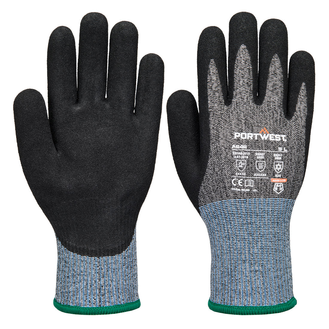 Cold D13 Nitrile Viz Tex Cut Glove - A646 - Black - Customisable Cut Resistant Gloves