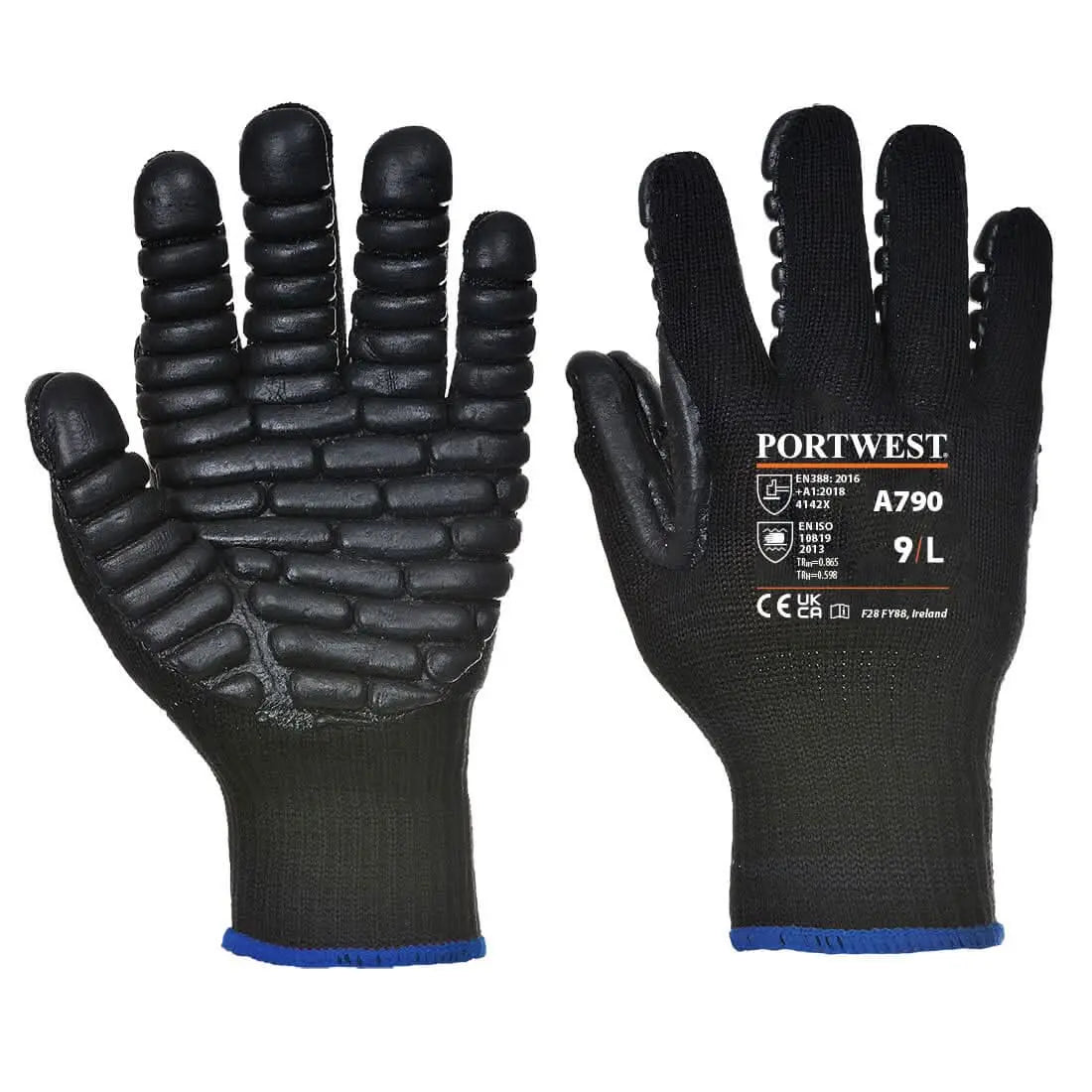 Anti Vibration 10 Rubber Chloroprene Glove A790 - Black - Customisable Specialist Gloves