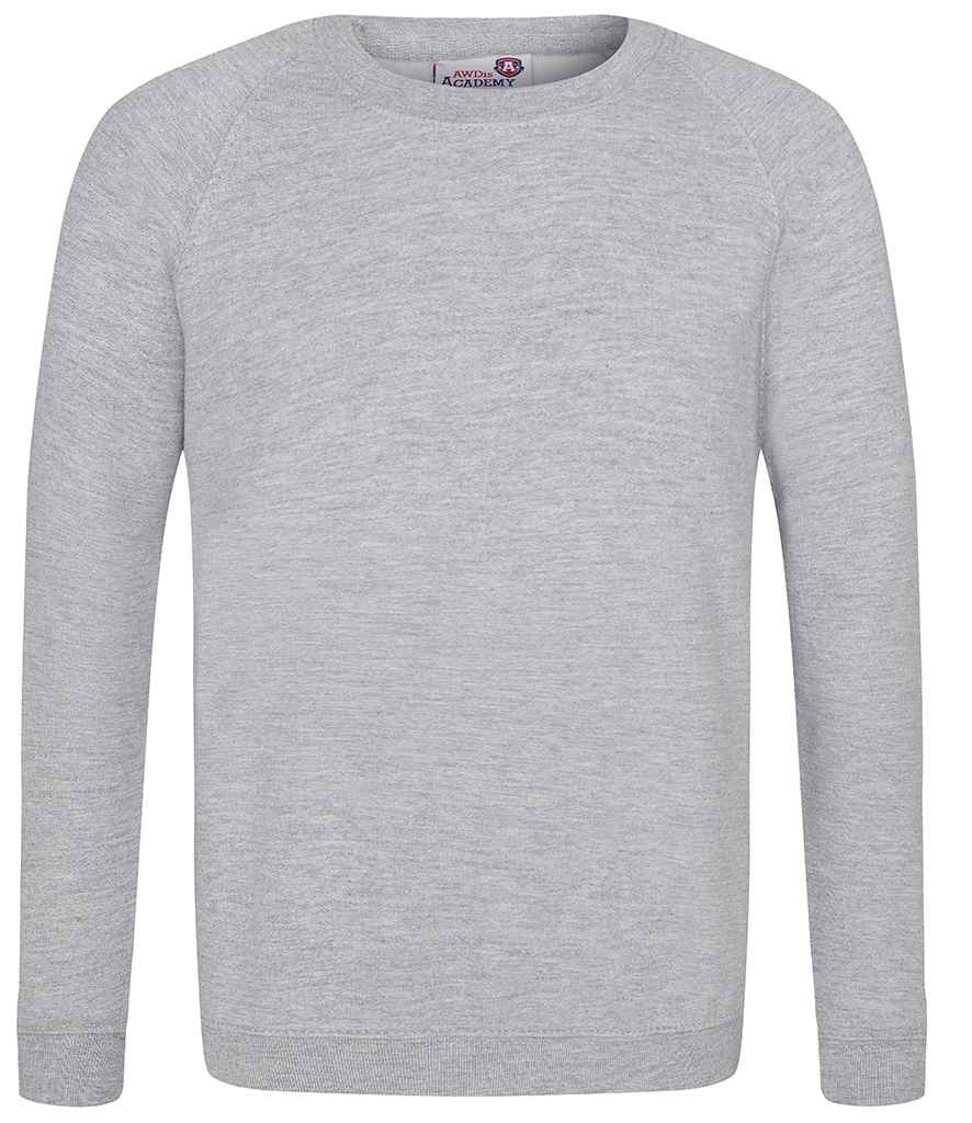 AWDis Academy Kids Raglan Sweatshirt - AC001B - Grey - Customisable Sweatshirt