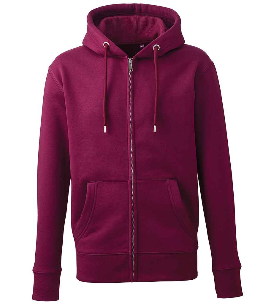 Anthem Organic Full Zip Hoodie - AM02 - Burgundy - Customisable Hood