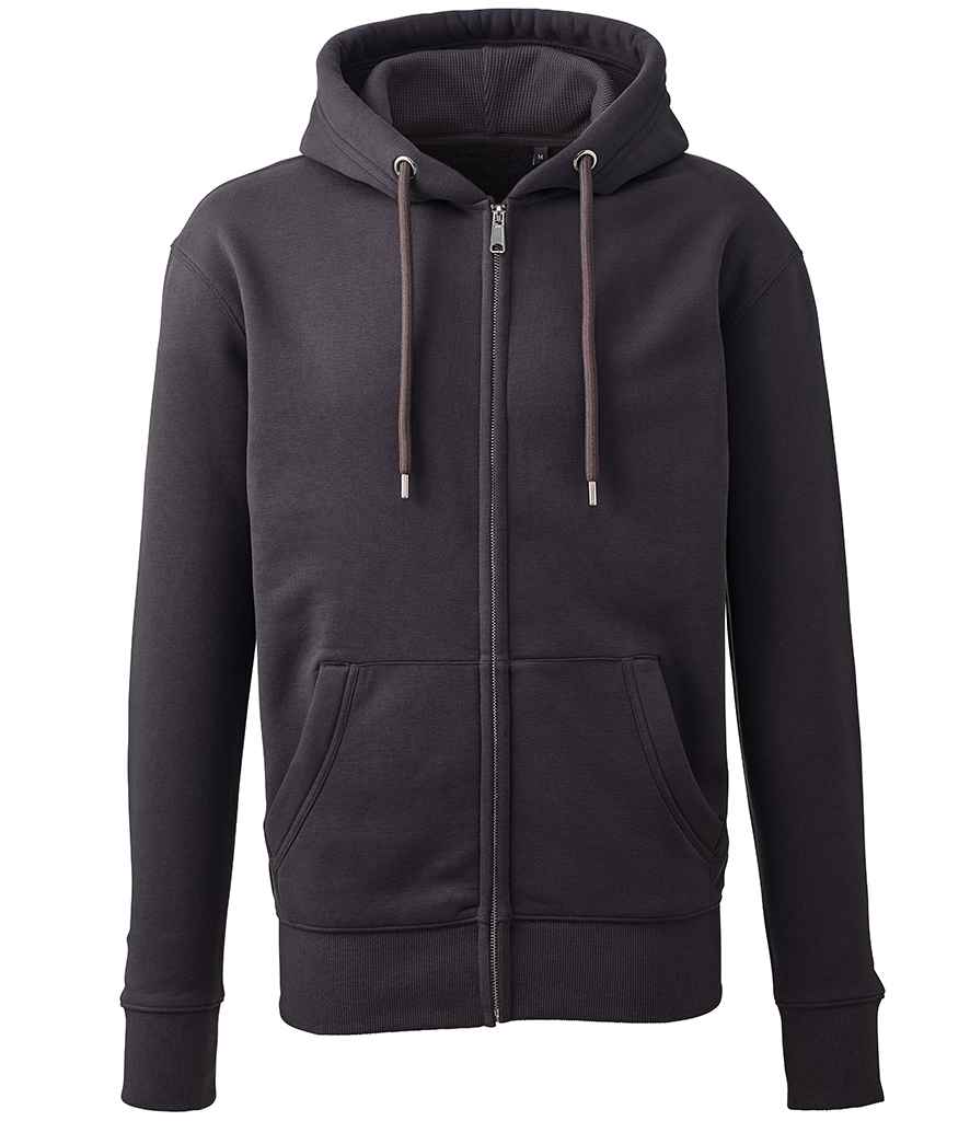 Anthem Organic Full Zip Hoodie - AM02 - Charcoal - Customisable Hood