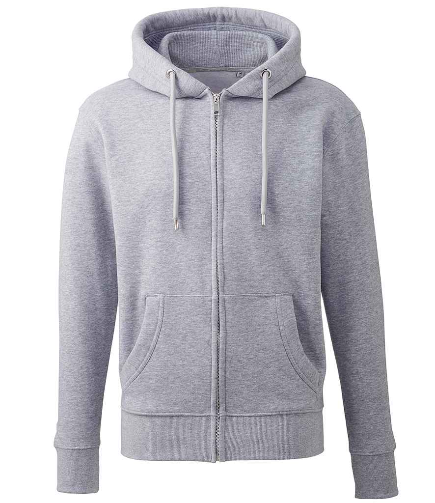 Anthem Organic Full Zip Hoodie - AM02 - Grey Marl - Customisable Hood