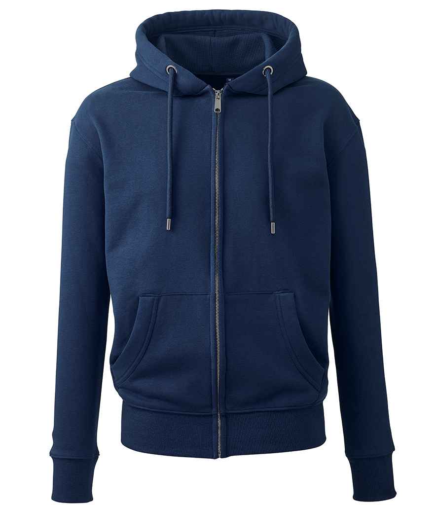 Anthem Organic Full Zip Hoodie - AM02 - Navy - Customisable Hood