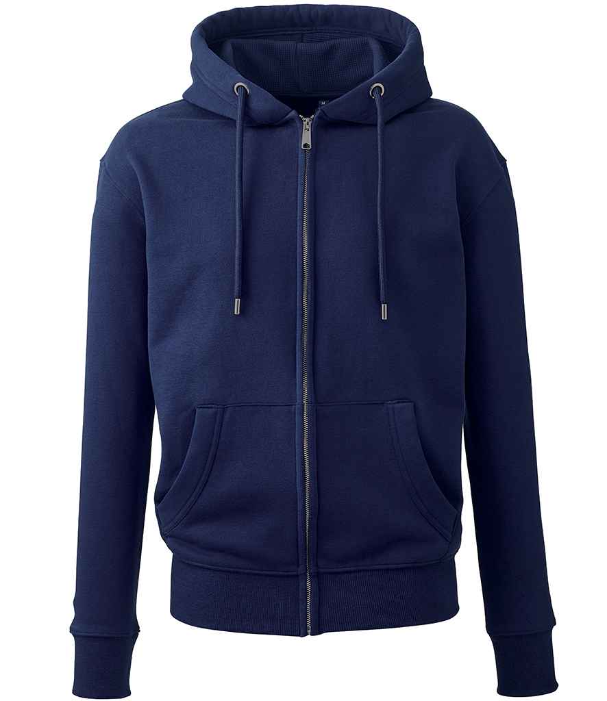 Anthem Organic Full Zip Hoodie - AM02 - Oxford Navy - Customisable Hood