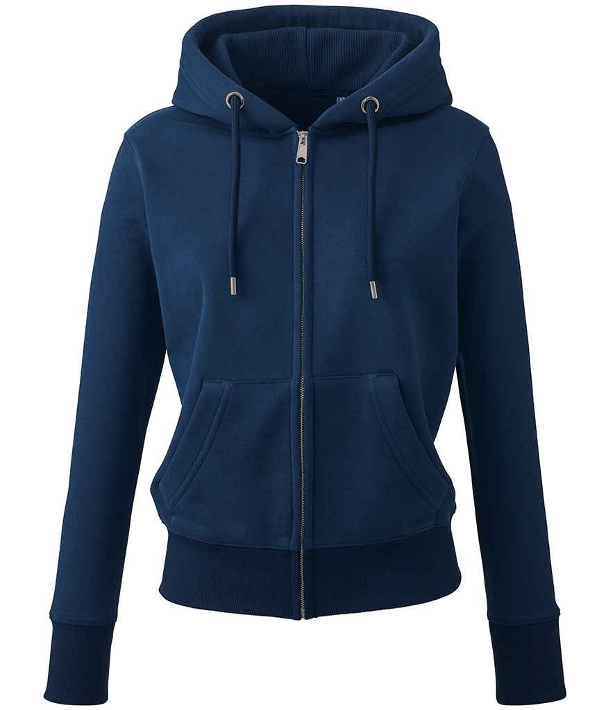 Anthem Ladies Organic Full Zip Hoodie - AM04 - Navy - Customisable Hood