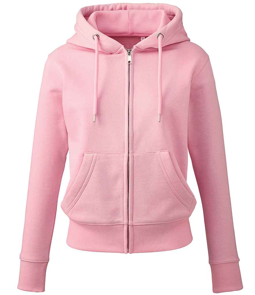 Anthem Ladies Organic Full Zip Hoodie - AM04 - Pink - Customisable Hood