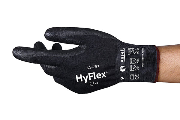Ansell Hyflex An11 757 N - Black - Customisable Polyurethane