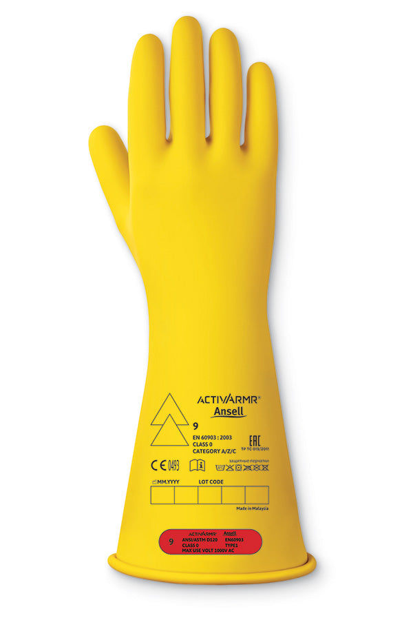 Low Volt Electrical Insulating Glove (Class ) - ANRIG0014 - Yellow - Customisable Electrical