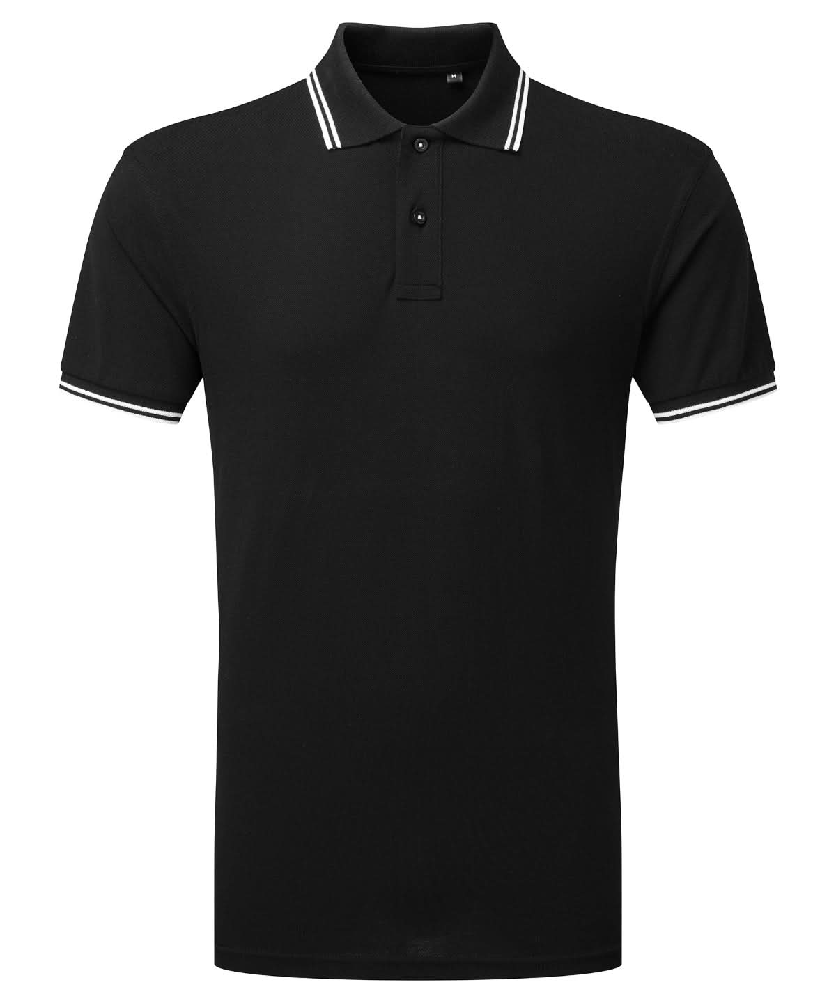 Asquith &amp; Fox Mens classic fit tipped polo AQ011 - Black White - Customisable Polos