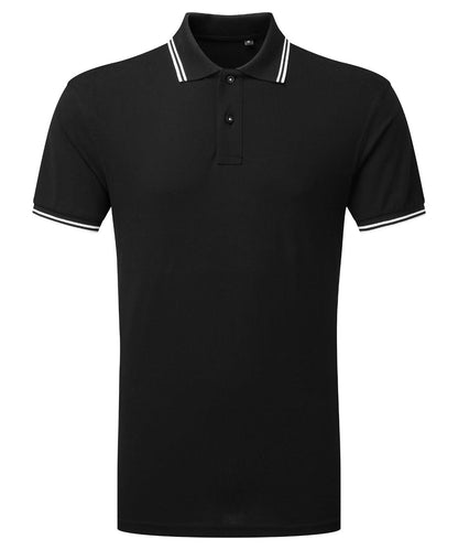 Asquith &amp; Fox Mens classic fit tipped polo AQ011 - Black White - Customisable Polos