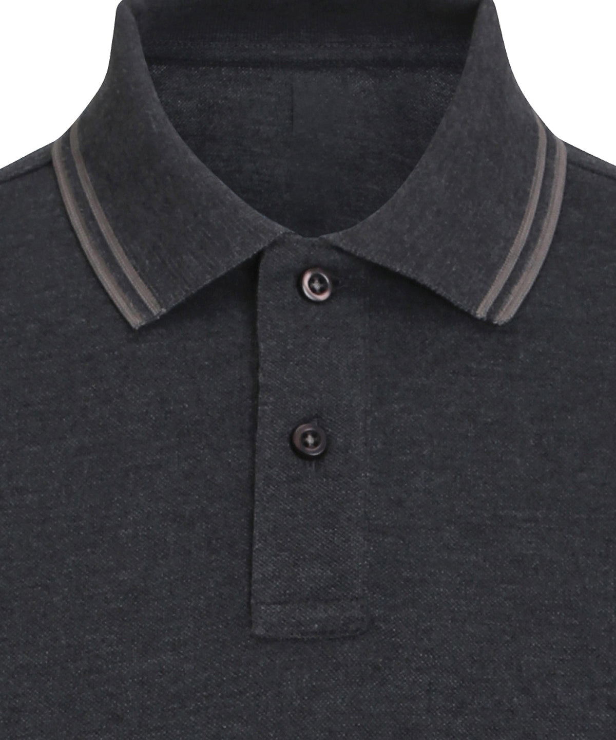 Mens classic fit tipped polo - AQ011 - Heather Black Charcoal - Customisable Polo Shirts