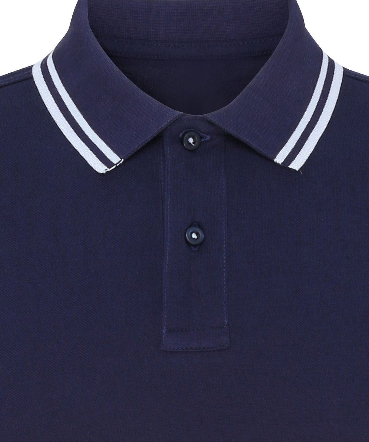Mens classic fit tipped polo - AQ011 - Navy White - Customisable Polo Shirts