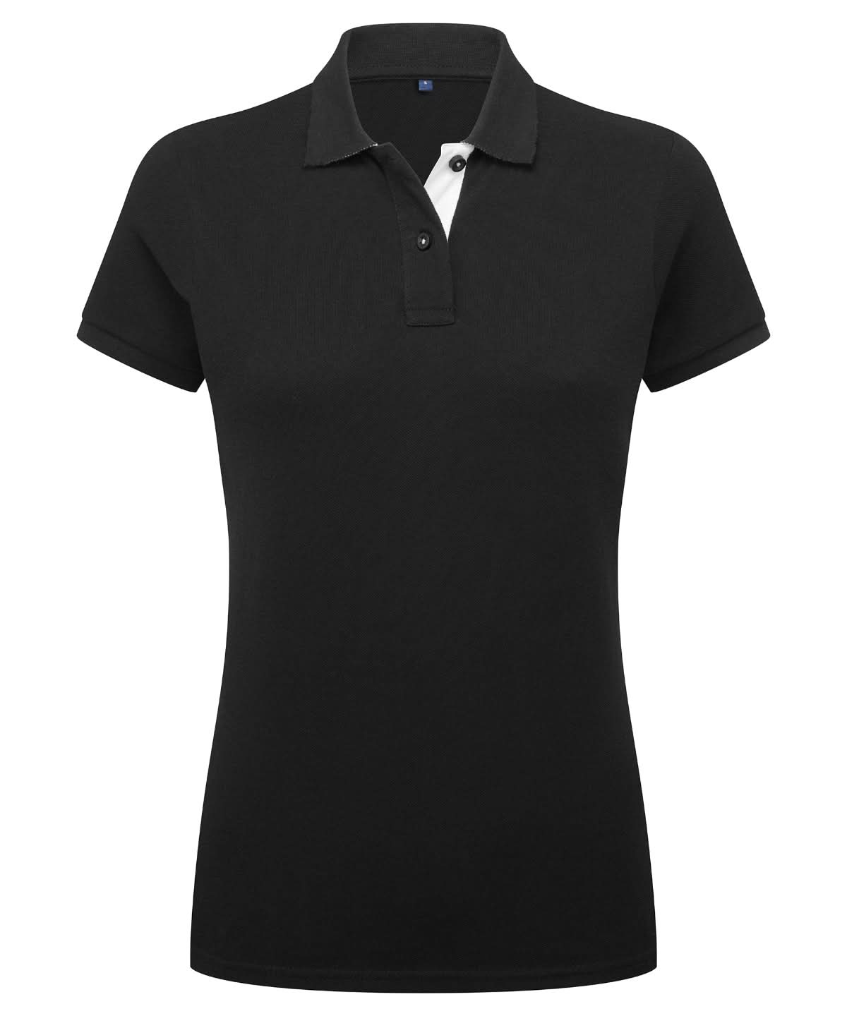 Asquith &amp; Fox Womens contrast polo AQ022 - Black White - Customisable Polos