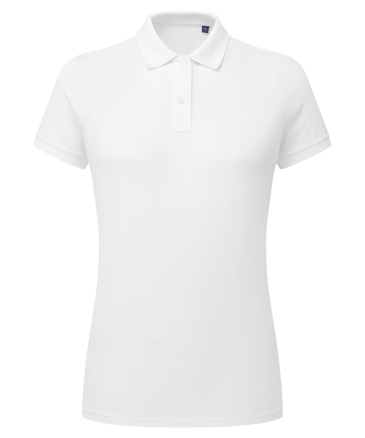 Asquith &amp; Fox Womens polycotton blend polo AQ025 - White - Customisable Polos