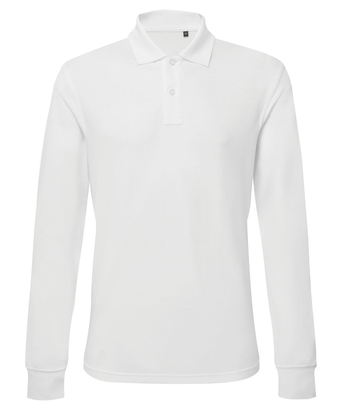 Asquith &amp; Fox Mens classic fit long sleeved polo AQ030 - White - Customisable Polos